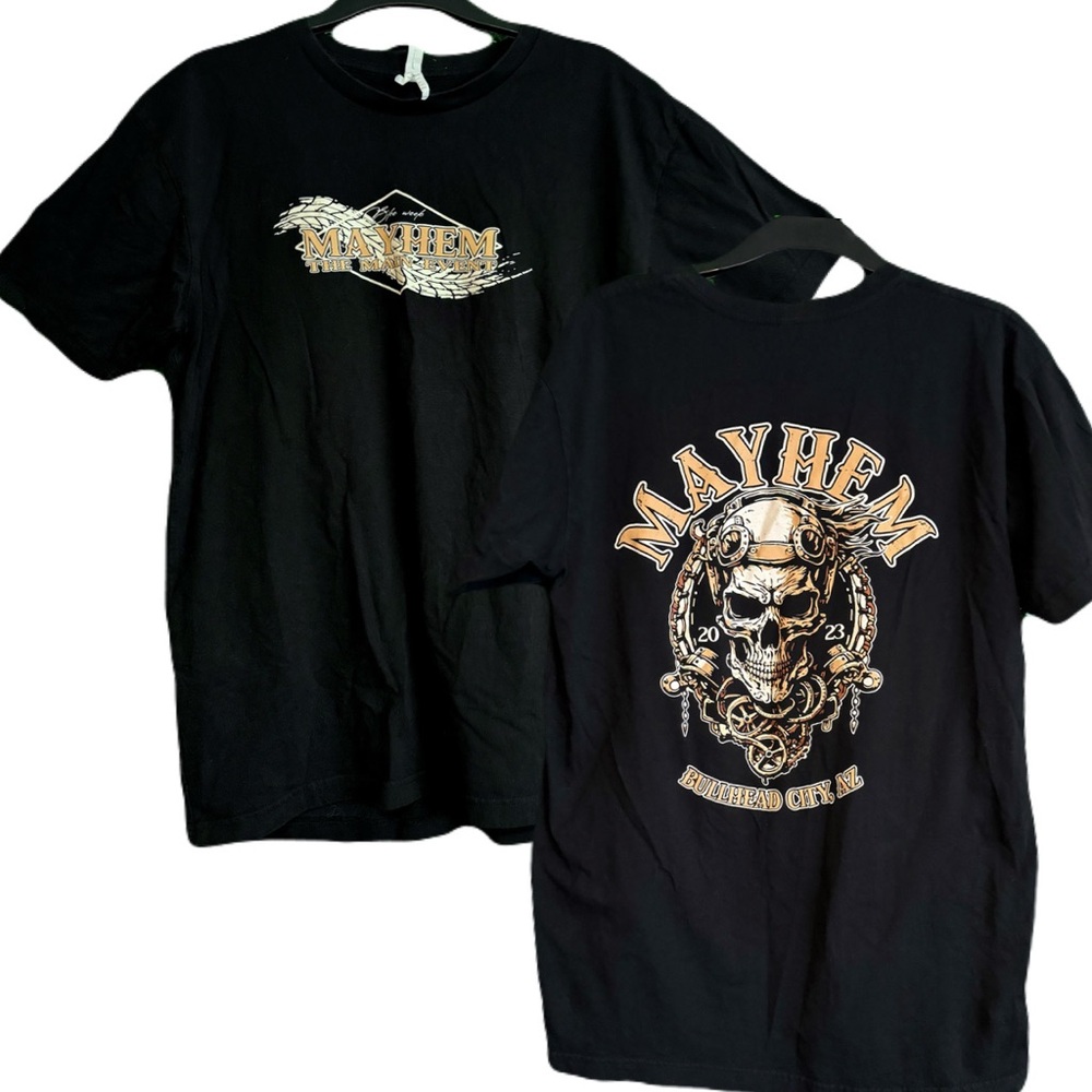 Mayhem Unisex Large Bike Week Bullhead City Skull Logo Black Shirt